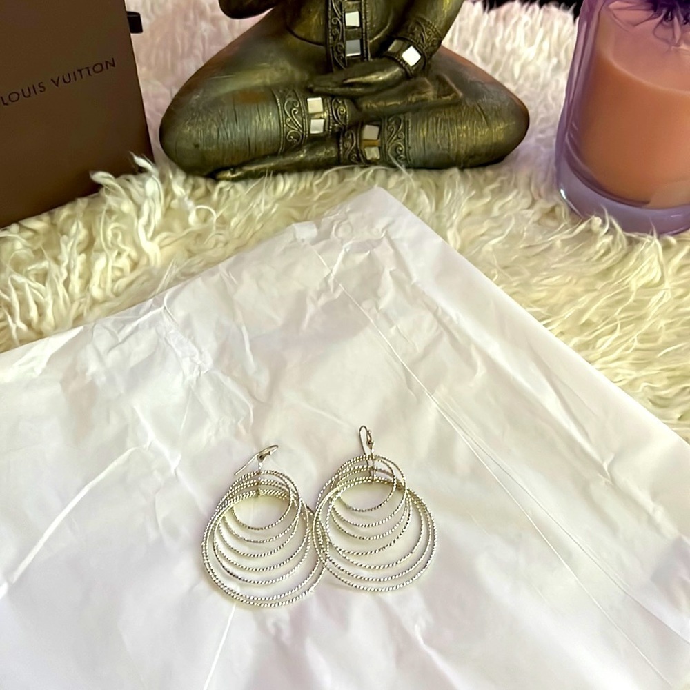 Pretty Silver Bebe Multi Hoop Dangle Earrings! 🛍️💕